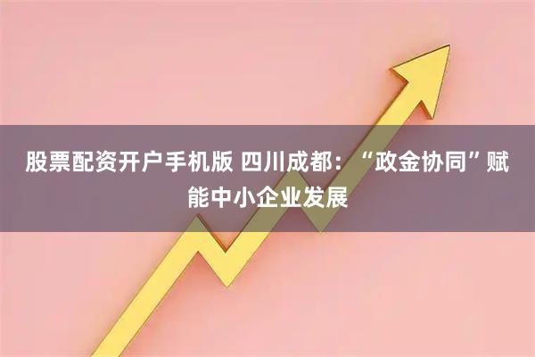 股票配资开户手机版 四川成都：“政金协同”赋能中小企业发展